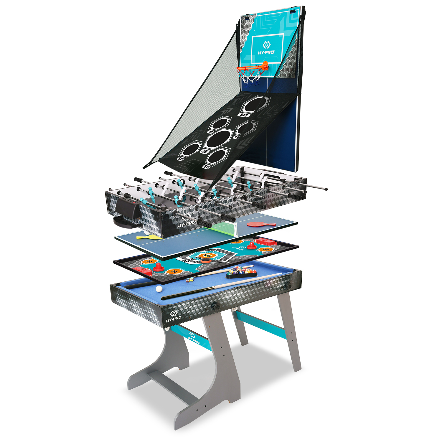HY-PRO 8-in-1 Folding Combo Game Table (Football, Table Tennis, Pool, Hockey, Archery, Darts, Bean Bag Toss, Basketball) - image 1 of 11