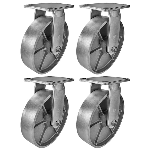 4 Heavy Duty Caster Set 8" Steel Wheels - 4 Rigid