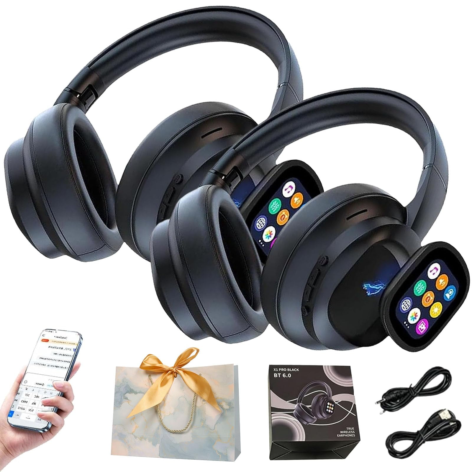 HY-X1 PRO AI Translation Wireless Headphones with Movable LCD
