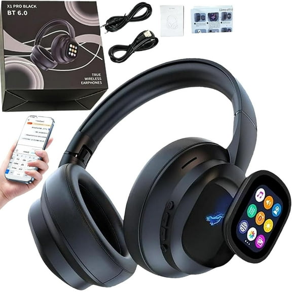 HY-X1 Pro AI Translation Wireless Headphones, with Detachable Full Color LCD Touch Screen, Support 169 Languages Bluetooth Translation Function, for Travel Business (1pcs)