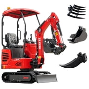 HUAYEE 1.4 Ton Mini Excavator with 200mm Digging Bucket, Ripper, Landscape Rake, HY14C Small Digger with 13.5 HP Engine, Side Swing, Hydraulic Thumb, In-stock in the US