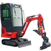 HY14F 1.4T Mini Excavator with Cab 13.5HP B&S Gas Engine with Side Swing, Pilot Control, Hydraulic Thumb & Quick Coupler - Includes Fan - Delivery Included