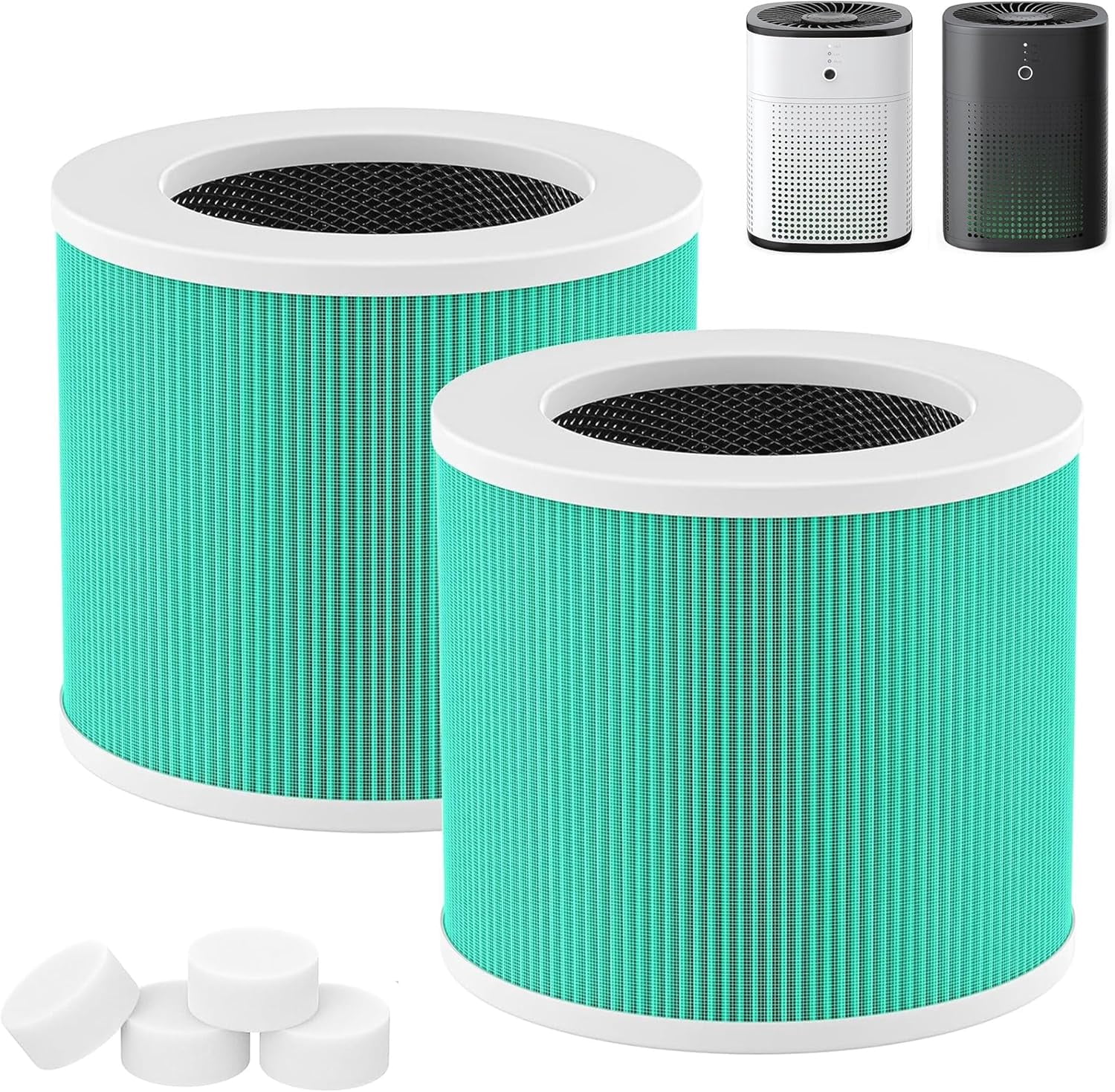 HY1800 H13 True HEPA Replacement Filter Compatible with Honeyuan/MORENTO//Loytio/AYAFATO/IOIOW HY1800 Air Purifier, 3-in-1 Filtration System HEPA Activated Carbon HY1800 Filter 2 Pack