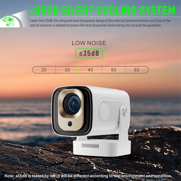 HY260 PRO 1080P Android 11 4K Projector 200ANSI Wifi6 BT5.4 Cinema Outdoor Portable 180Rotable Global US Plug