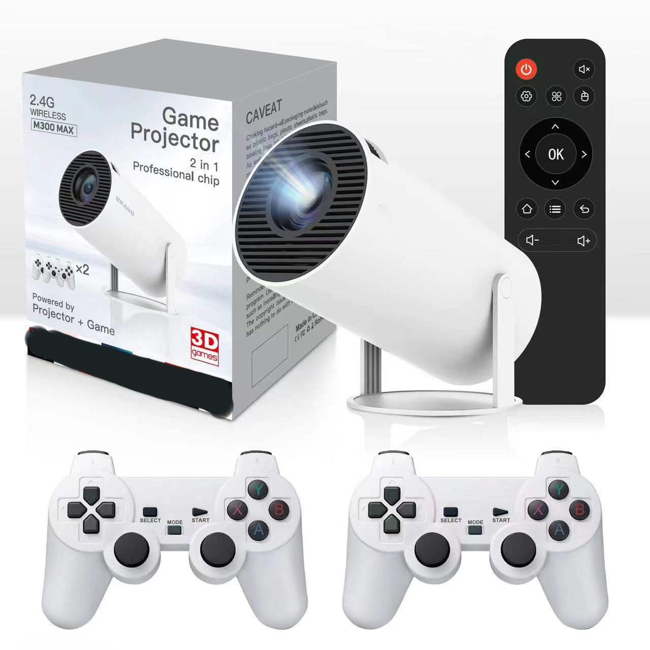 HY300 Pro Mini Projector, 720P HD Supports 4K, Android 11 Smart Projector with WiFi & Bluetooth, 150 ANSI Lumens, Auto Focus & Keystone, 30–150” Home Theater for Movies & Gaming