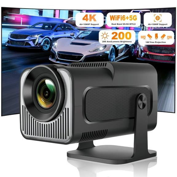 HY320 4K Android 11 Smart Projector,Portable WiFi 6 Bluetooth 5.0 with Auto Keystone Correction,180Rotatable Home Theater, Outdoor,Gaming
