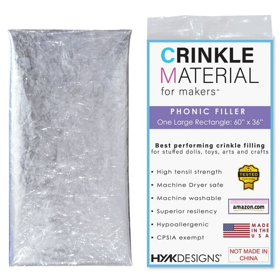HYAKDesigns Crinkle Material Plastic Film | 60" x 36" - Commercial Grade Plastic Crinkle Film - Add Noise & Texture to Toys and Crafts | Best for Adding Sound to Baby & Pet Toys