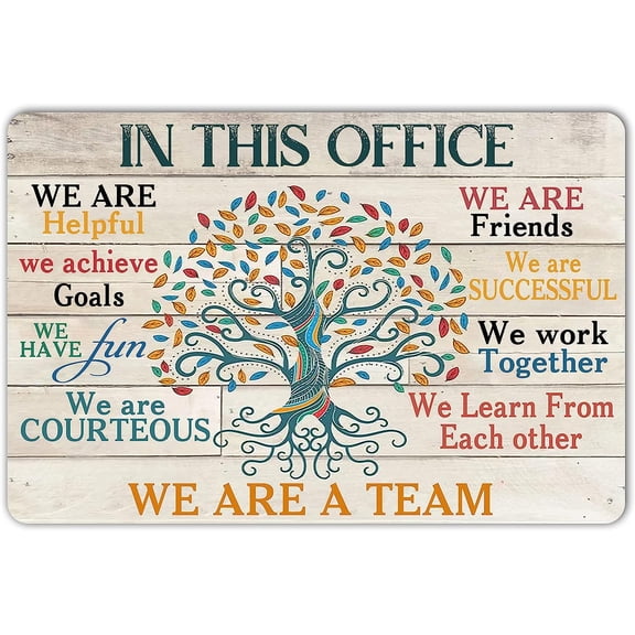 HYBLOM In This Office We Are A Team Inspirational Wall Art Positive Modern Metal Tin Signs Decor Poster 8x12 Inch