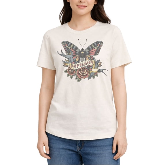 HYBRID APPAREL - Papillon Butterfly Short Sleeve Graphic T-Shirt