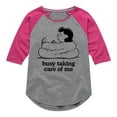 thumbnail image 1 of HYBRID APPAREL - Peanuts - Busy Taking Care Of Me - Toddler & Youth Girls Raglan Graphic T-Shirt, 1 of 4