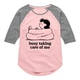 thumbnail image 1 of HYBRID APPAREL - Peanuts - Busy Taking Care Of Me - Toddler & Youth Girls Raglan Graphic T-Shirt, 1 of 4