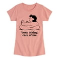 thumbnail image 1 of HYBRID APPAREL - Peanuts - Busy Taking Care Of Me - Toddler & Youth Girls Short Sleeve Graphic T-Shirt, 1 of 6