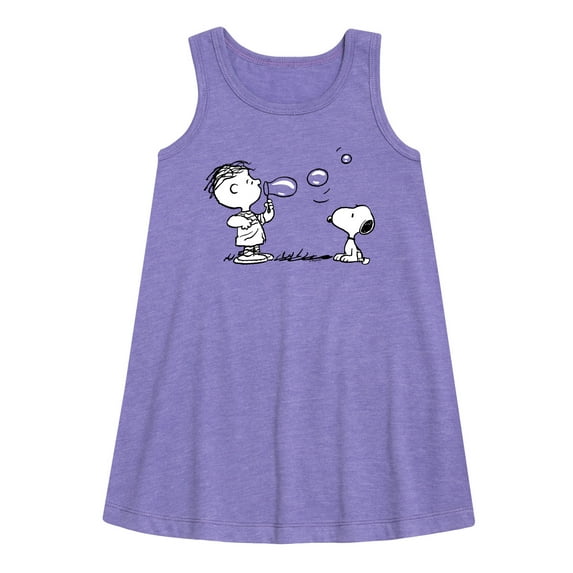 HYBRID APPAREL - Peanuts - Rerun And Snoopy Bubbles - Toddler & Youth Girls A-line Dress