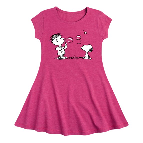 HYBRID APPAREL - Peanuts - Rerun And Snoopy Bubbles - Toddler & Youth Girls Fit & Flare Dress