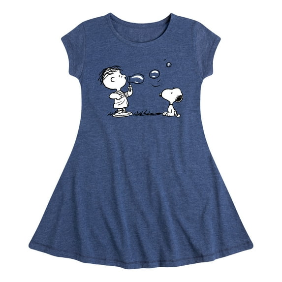 HYBRID APPAREL - Peanuts - Rerun And Snoopy Bubbles - Toddler & Youth Girls Fit & Flare Dress