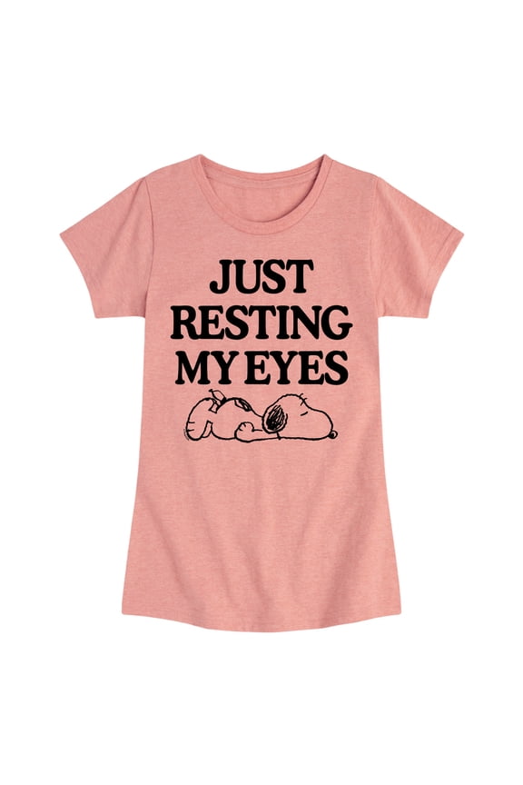 - Peanuts - Resting My Eyes Snoopy - Toddler & Youth Girls Short Sleeve Graphic T-Shirt