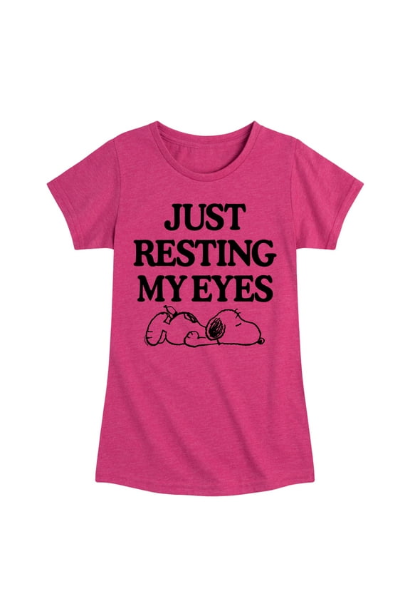 - Peanuts - Resting My Eyes Snoopy - Toddler & Youth Girls Short Sleeve Graphic T-Shirt