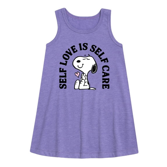 HYBRID APPAREL - Peanuts - Self Love Is Self Care - Toddler & Youth Girls A-line Dress