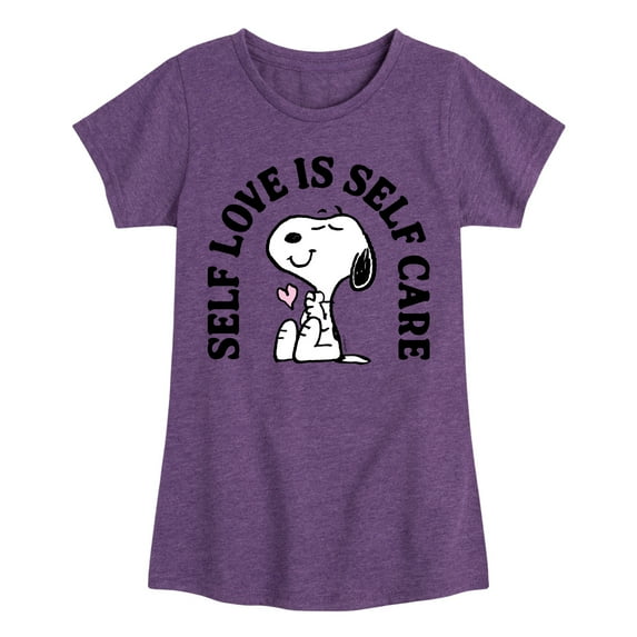 HYBRID APPAREL - Peanuts - Self Love Is Self Care - Toddler & Youth Girls Short Sleeve Graphic T-Shirt