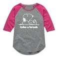 thumbnail image 1 of HYBRID APPAREL - Peanuts - Take A Break - Toddler & Youth Girls Raglan Graphic T-Shirt, 1 of 4