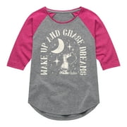 HYBRID APPAREL - Peanuts - Wake Up And Chase Dreams - Toddler & Youth Girls Raglan Graphic T-Shirt
