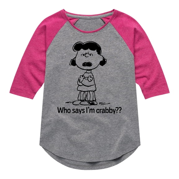 HYBRID APPAREL - Peanuts - Who Says Im Crabby Lucy - Toddler & Youth Girls Raglan Graphic T-Shirt