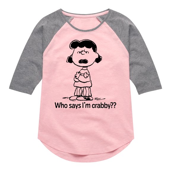 HYBRID APPAREL - Peanuts - Who Says Im Crabby Lucy - Toddler & Youth Girls Raglan Graphic T-Shirt