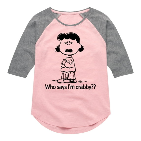 HYBRID APPAREL - Peanuts - Who Says Im Crabby Lucy - Toddler & Youth Girls Raglan Graphic T-Shirt