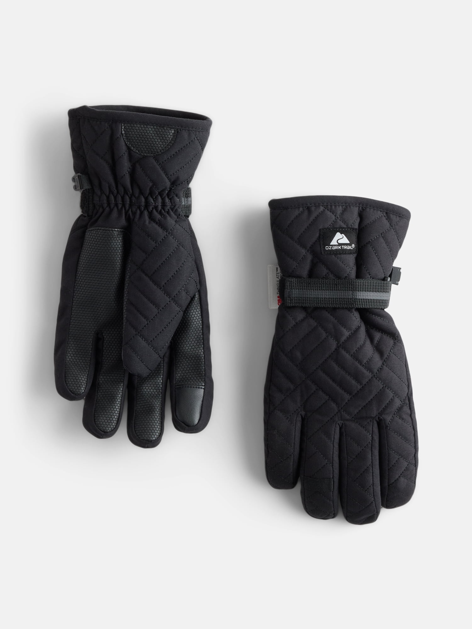 Ozark Trail Women's Hybrid Ski Gloves, Black Soot, L/XL