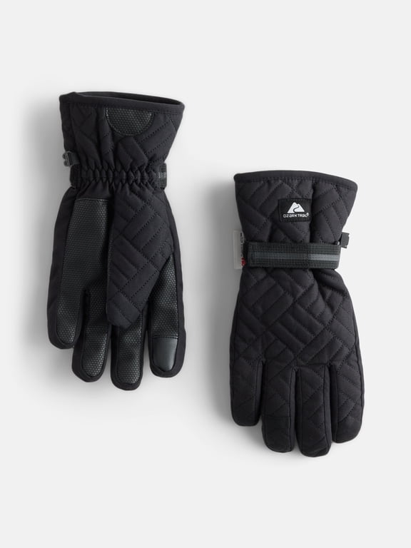 Women's Hybrid Ski Gloves, Black Soot, S/M