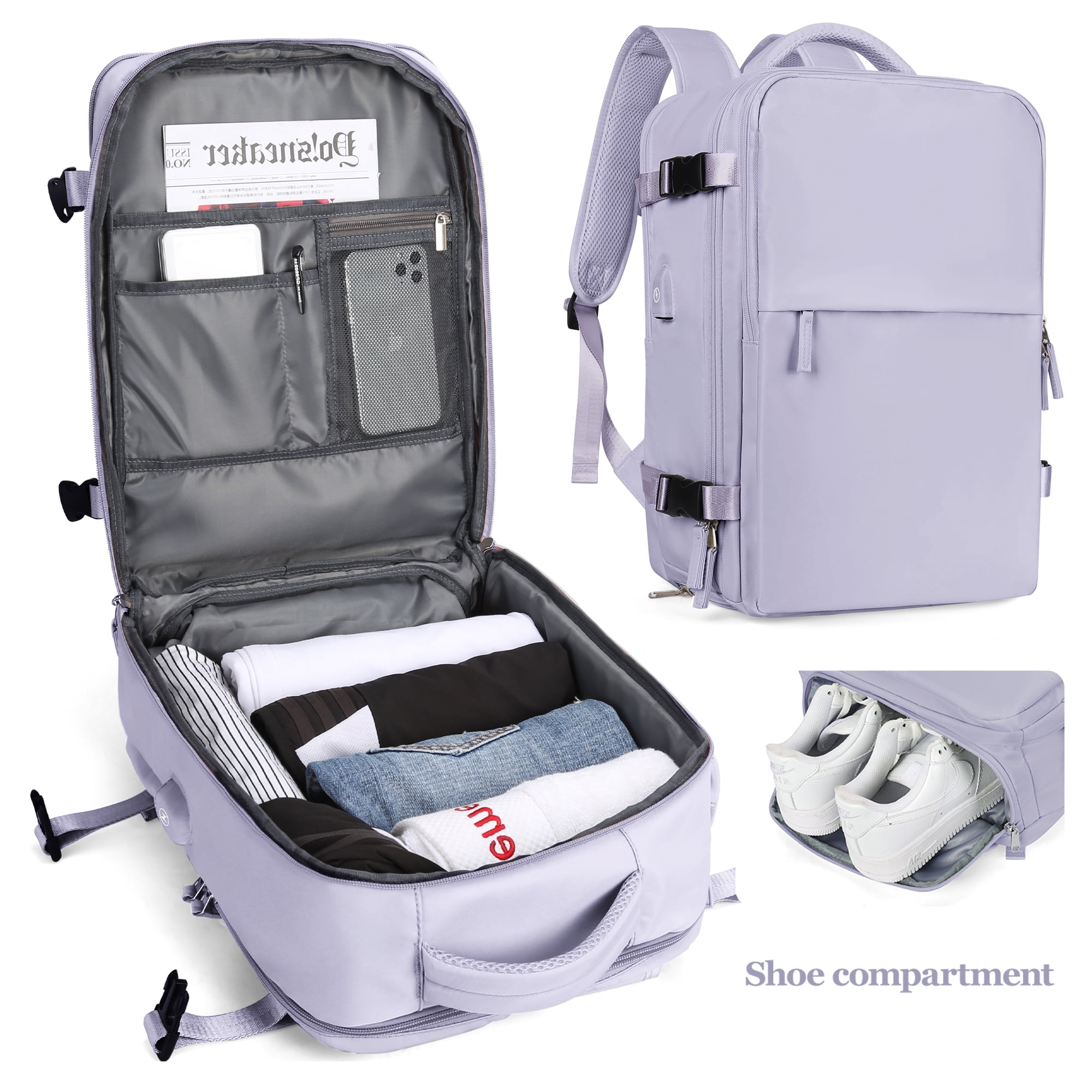 Travel Backpack for Women and Men Carry on Backpack with Shoe