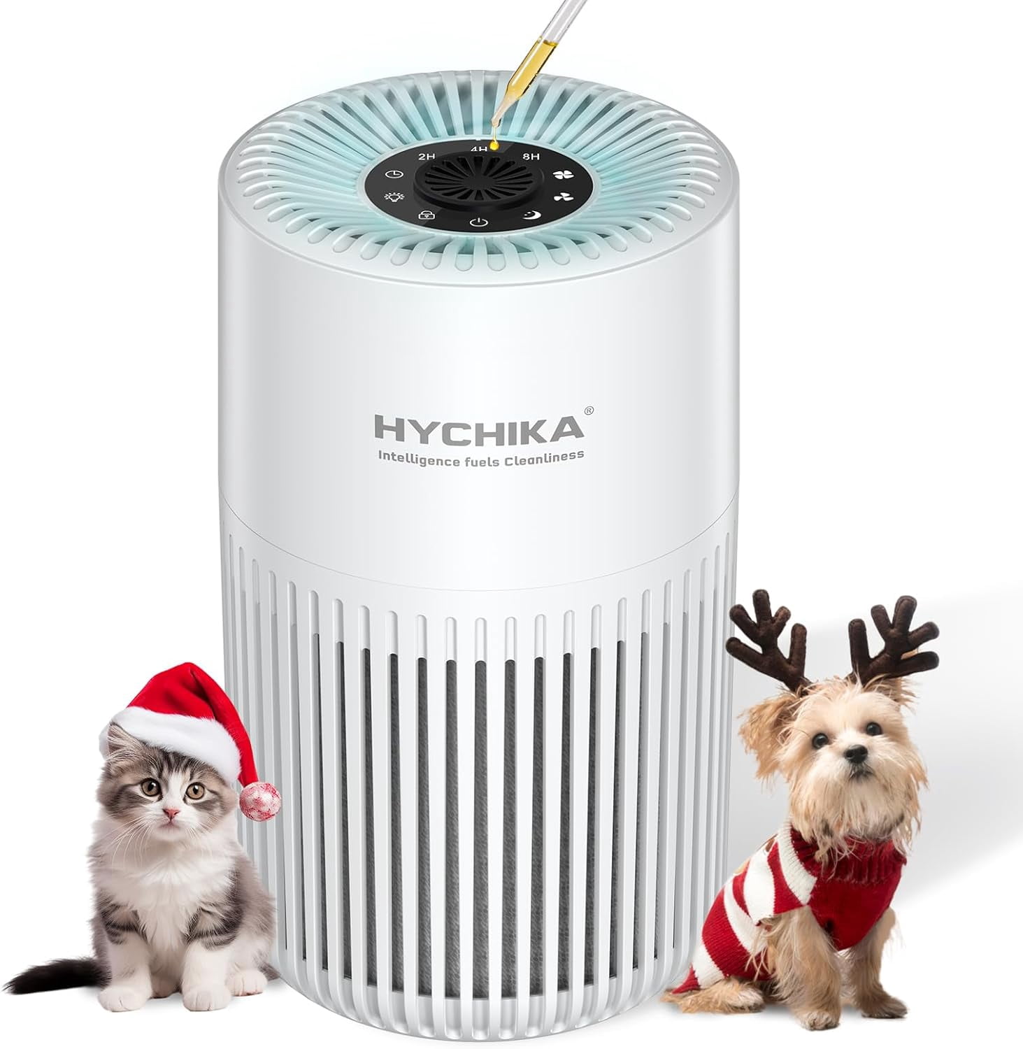 HYCHIKA Air Purifier for Bedroom Home - True H13 HEPA Air Purifier for Smoke,Dust,Pollen,Pet Dander & Odor,(20dB) Quiet Air Purifiers with 3 Light,3 Speeds,Timer & Aroma Function
