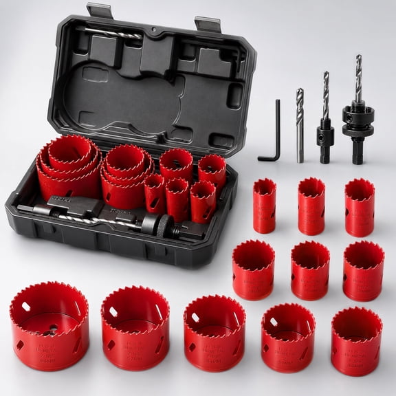 HYCHIKA Bi-Metal Hole Saw Kit, 11-Piece 3/4" to 2-1/2" Size Set with Mandrels for Drilling Metal, PVC, Plastic