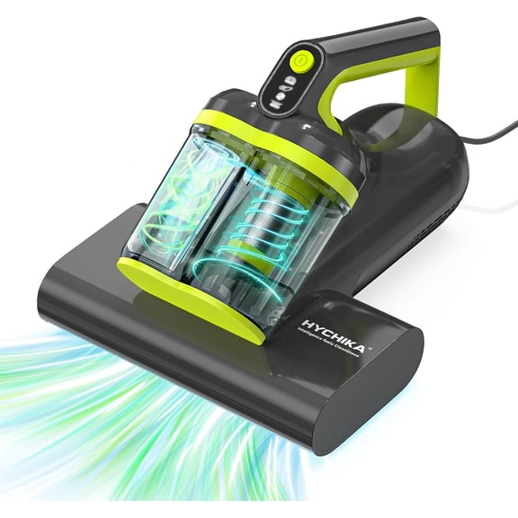 HYCHIKA UV mattress vacuum cleaner for pet hair, with a powerful 16kPa suction and a 140F heating function (corded, 4.5 amps).