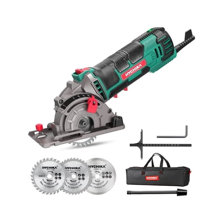 HYCHIKA-Mini Circular Saw 4.0Amp , 3-3/8” Mini Saw 4500 RPM with 3 Saw Blades