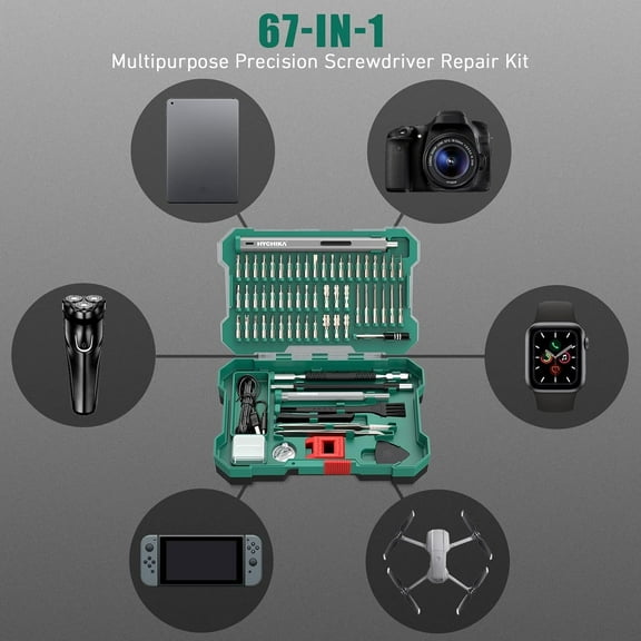 HYCHIKA Mini Electric Screwdriver, Precision Screwdriver Set with  Magnetic Bits, Cordless Screwdriver with LED Light, Magnetic Storage, Repair Tool Set for Phone Camera Laptop Watch