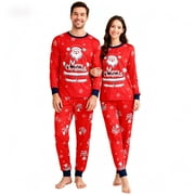 HYCLES Christmas Couple Pajamas Sets Holiday Sleepwear Matching Christmas Pjs Long Sleeve
