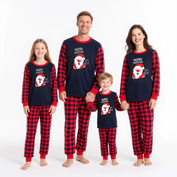 HYCLES Christmas Family Pajamas Sets Matching for Christmas Party for Men Women Kids Santa PJS Sleepwear
