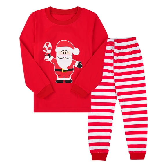 HYCLES Girls Christmas Pajamas Toddler Boy Kids Holiday Pajamas Set Santa PJS Size 2T-12Y Winter Sleepwear Children Clothes