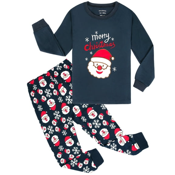 HYCLES Kids Christmas Pajamas Sets Santa Claus Dinosaur Sleepwear Long Sleeve PJS Set 2-12 Years for Boys Girls