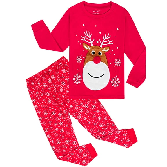 HYCLES Kids Christmas Pajamas Sets Santa Claus Dinosaur Sleepwear Long Sleeve PJS Set 2-12 Years for Boys Girls
