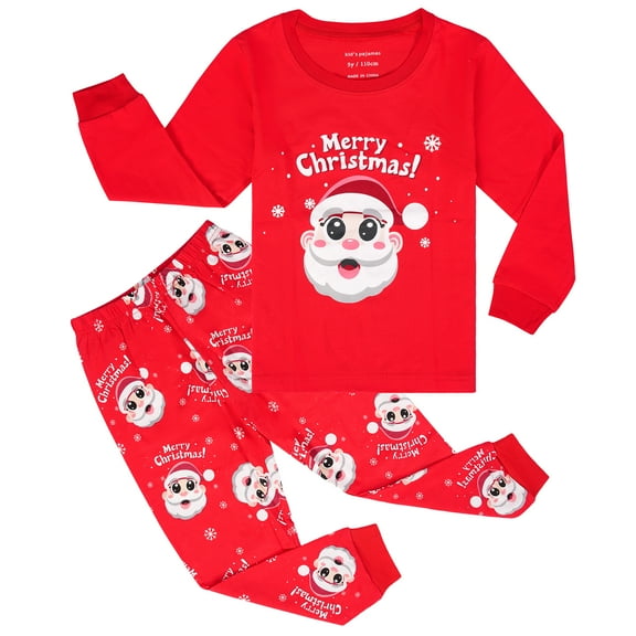 HYCLES Kids Christmas Pajamas Sets Santa Claus Dinosaur Sleepwear Long Sleeve PJS Set 2-12 Years for Boys Girls