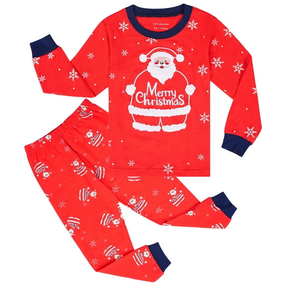 HYCLES Kids Christmas Pajamas Sets Santa Claus Dinosaur Sleepwear Long Sleeve PJS Set 2-12 Years for Boys Girls