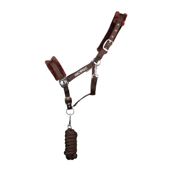 HYCONIC Faux Fur Horse Head Collar & Lead Rope