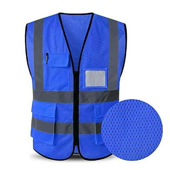 HYCOPROT High Visibility Mesh Safety Reflective Vest with Pockets and Zipper, Meets ANSI/ISEA SPROT High Visibility Mesh Safety Reflective Vest with Pockets and Zipper, Meets ANSI/ISEA S