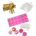 thumbnail image 1 of HYCSC 12 Capacity Cat Paw Silicone Lollipop Mold Set, Sucker Molds and Chocolate Hard Candy Mold with 50pcs Lollipop Sucker Sticks, Candy Treat Bags, Gold Ties. (Cat Paw ), 1 of 6