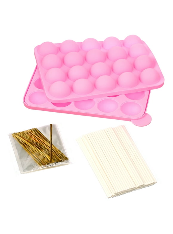 HYCSC 20 Cavity Silicone Cake Pop Mold Kits - Cake Pop Tray with 60pcs Cake Pop Sticks, Bags, Twist Ties, Great for Cake Pop Maker, Lollipop Mold, Cake Pop and Chocolate