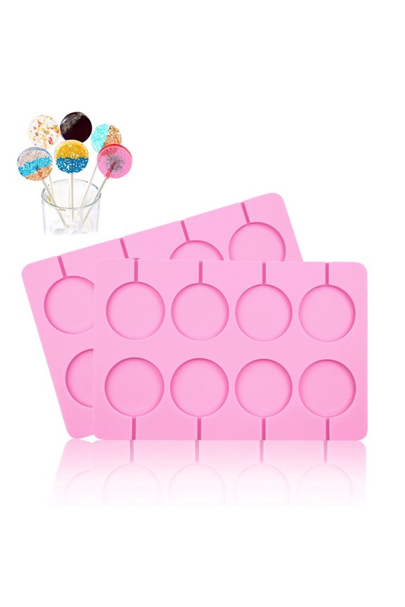 8-Well Non-Stick Silicone Lollipop Mold, Large Round Cups, 2.5" Diameter, 2 Counts