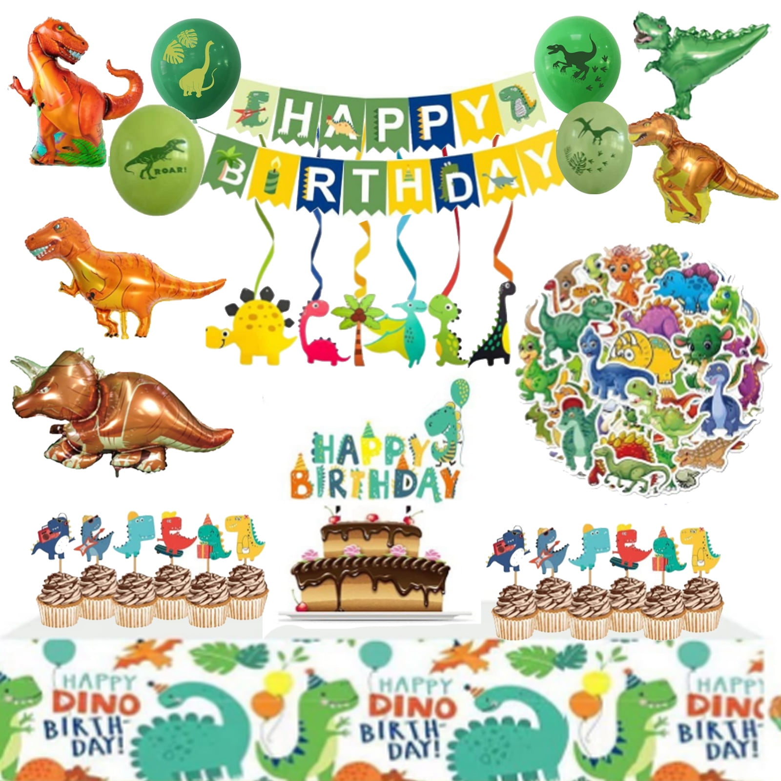 HYCSC Dinosaur Birthday Decorations, 108Pcs Dinosaur Party Supplies, Dino Party Decorations Set, Great for Birthday Party, Children's Party, Theme Party and Birthday Decorations for Boys and Girl