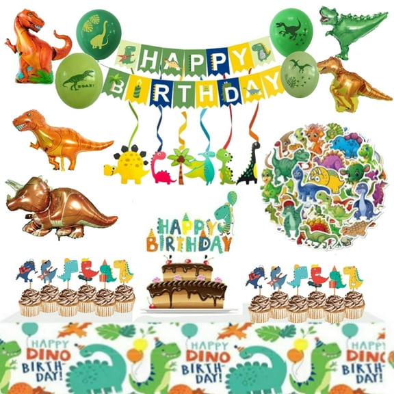 HYCSC Dinosaur Birthday Decorations, 108Pcs Dinosaur Party Supplies, Dino Party Decorations Set, Great for Birthday Party, Children's Party, Theme Party and Birthday Decorations for Boys and Girl